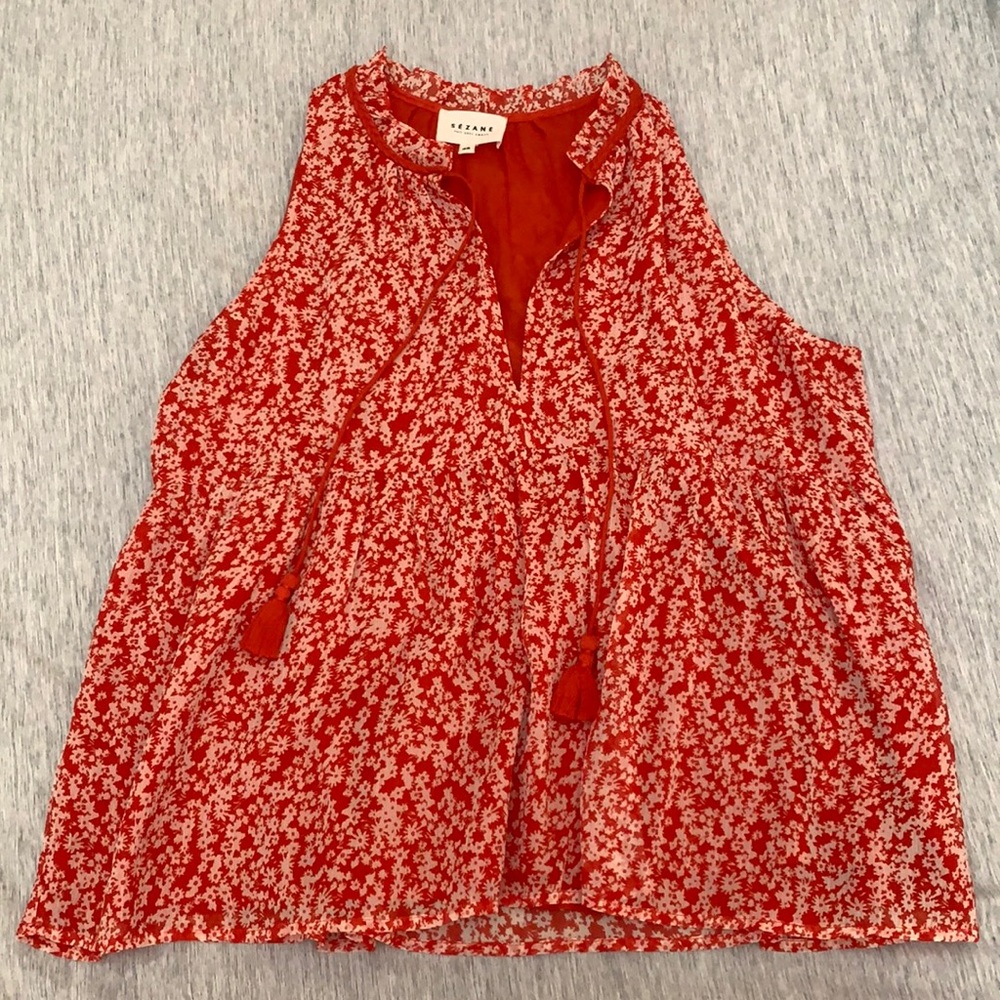 Sezane Isée Red Ditsy Floral Blouse Size 42